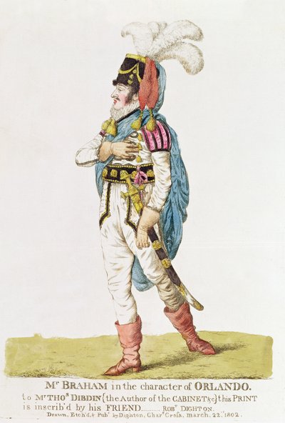 M. John Braham as Orlando, 1802 by Robert Dighton